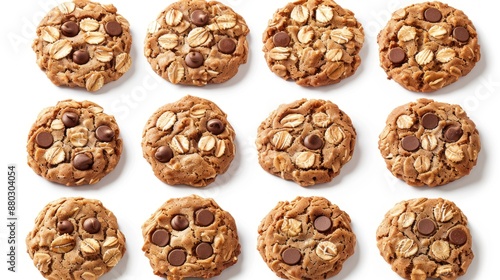 Twelve Delicious Oatmeal Chocolate Chip Cookies