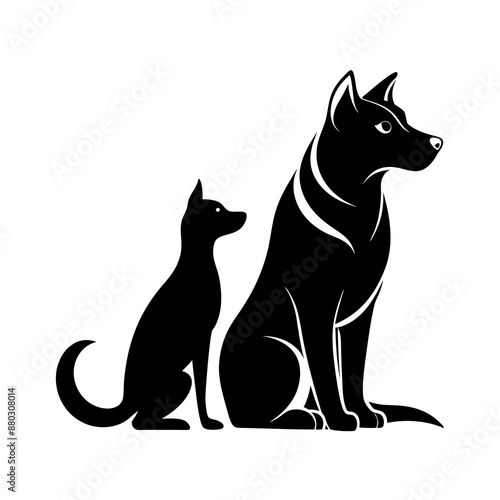 a black silhouette of a cat and dog