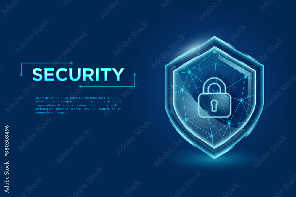 Cyber Security Concept. Shield with Lock inside. Digital Security, vector design. Cyber Security Concept. Shield with Lock inside. Digital Security, vector design.