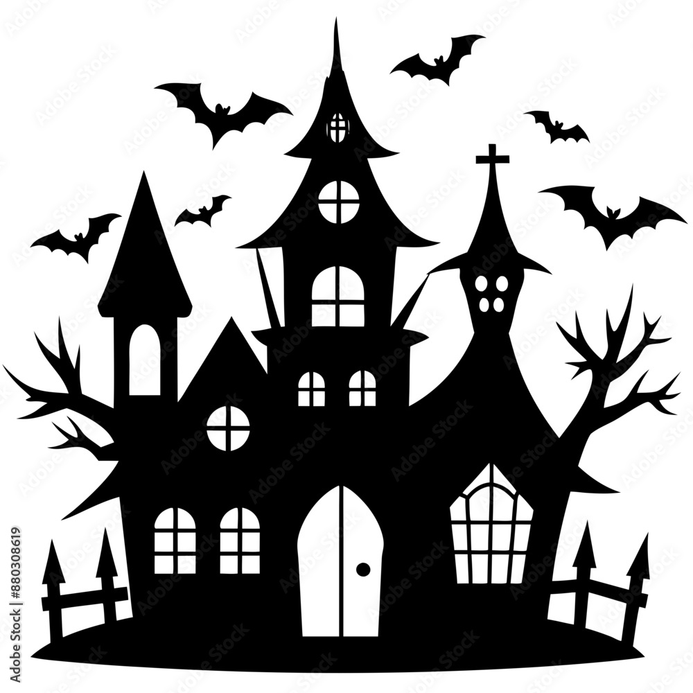 Halloween house silhouette Set Vector illustration Halloween house silhouette Set Vector illustration