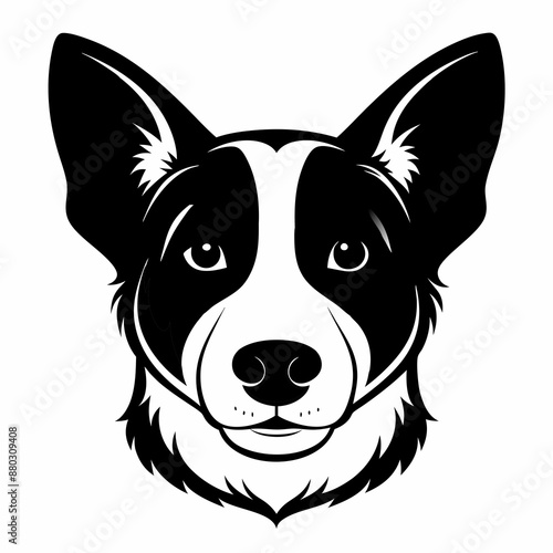 Black and White Vector Illustration of a Dog's Face 