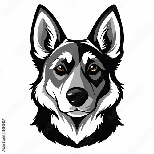 Black and White German Shepherd Dog face icon Vector Illustration