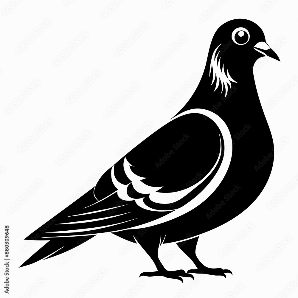 Fototapeta premium illustration of a pigeon black and white vactor