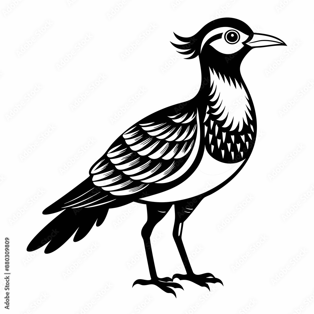 Fototapeta premium Stylized Black and White Bird Illustration