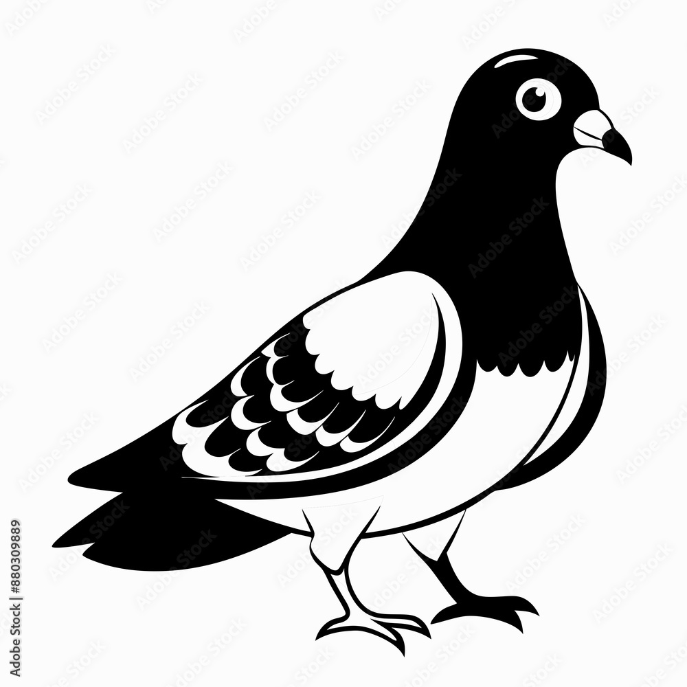 Fototapeta premium illustration of a pigeon black and white vactor