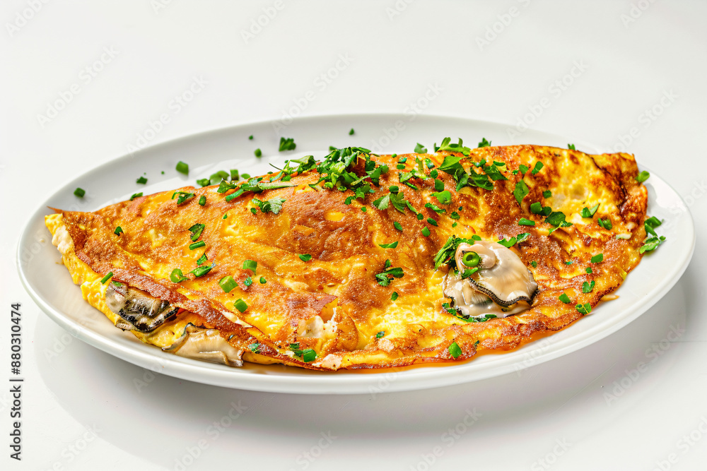 a plate of omelet with mushrooms and parsley a plate of omelet with mushrooms and parsley
