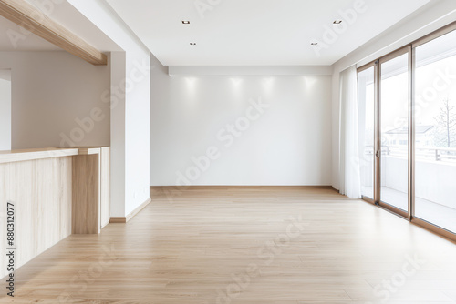 Wallpaper Mural Empty room in a property with plain natural lighting and copy space. Residential Real Estate mockup composition with minimal furniture. Torontodigital.ca