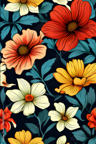 Wallpaper Mural seamless floral pattern colorful background with flowers Torontodigital.ca