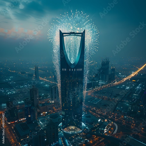 Fireworks Display Over Kingdom Tower, Riyadh