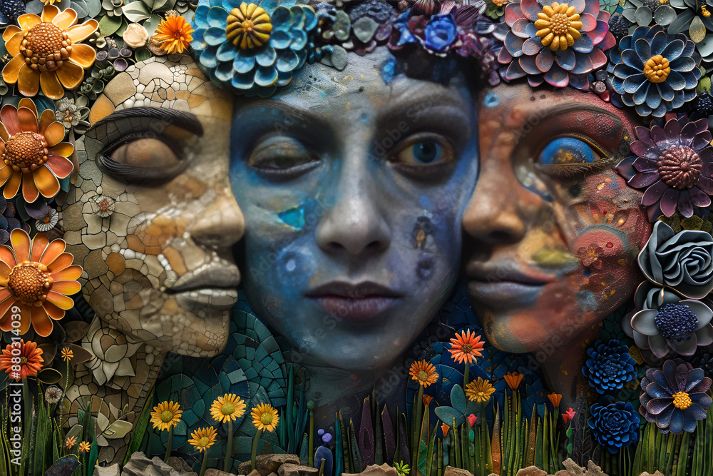 a group of people with flowers on their heads a group of people with flowers on their heads