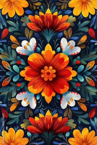 Vibrant patterns traditional Hispanic motifs colorful backdrop flat design illustration