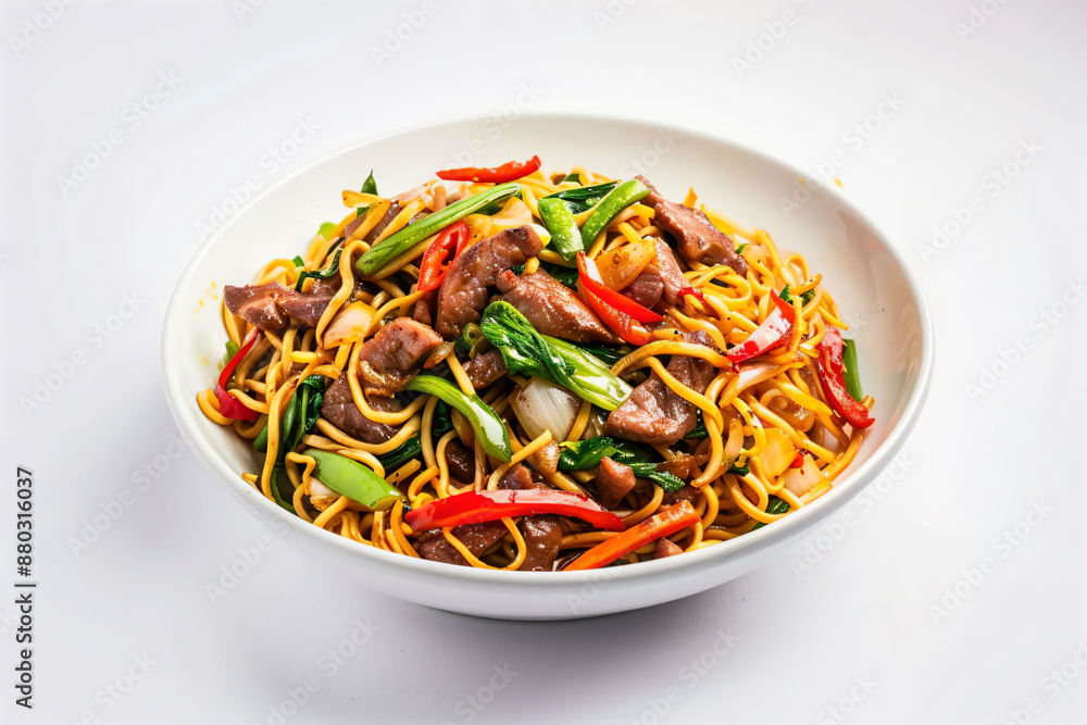 a bowl of noodles with meat and vegetables a bowl of noodles with meat and vegetables