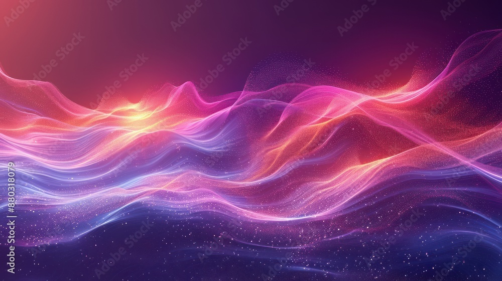 Abstract Digital Art with Wavy Lines and Glowing Particles Abstract Digital Art with Wavy Lines and Glowing Particles