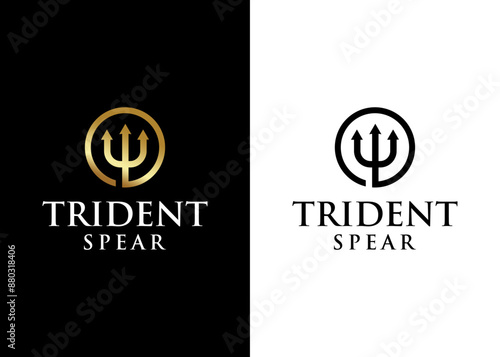 Trident spear logo design symbol luxury concept