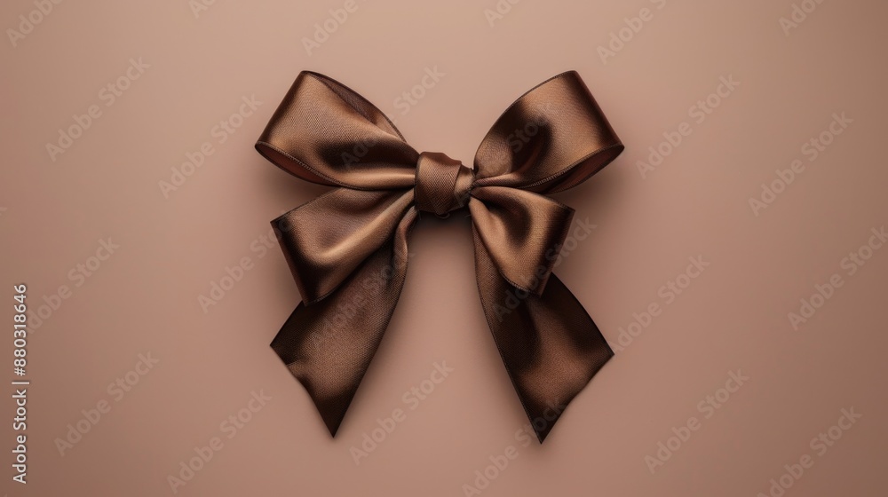 A simple image of a brown bow set against a pink background A simple image of a brown bow set against a pink background