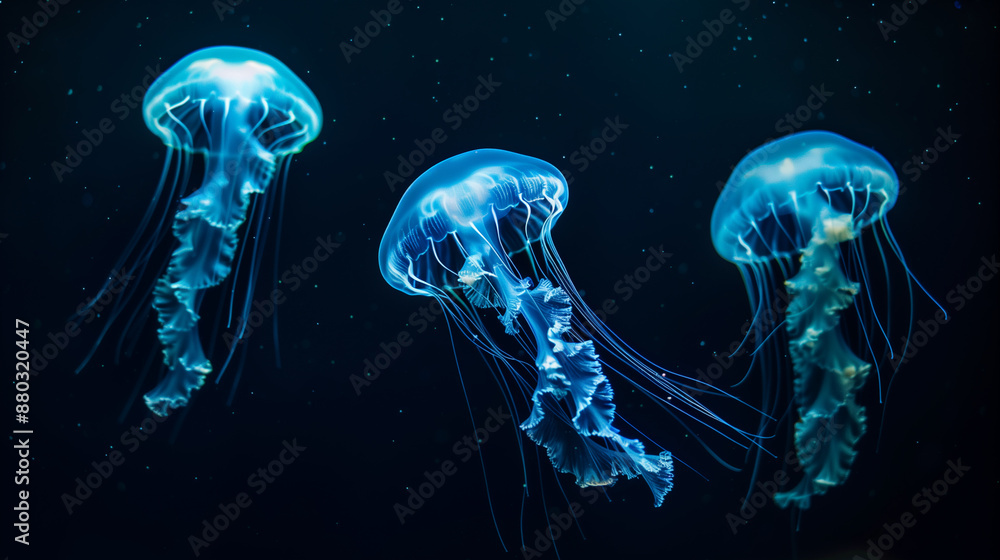 Beautiful jellyfish swimming in the deep sea Beautiful jellyfish swimming in the deep sea