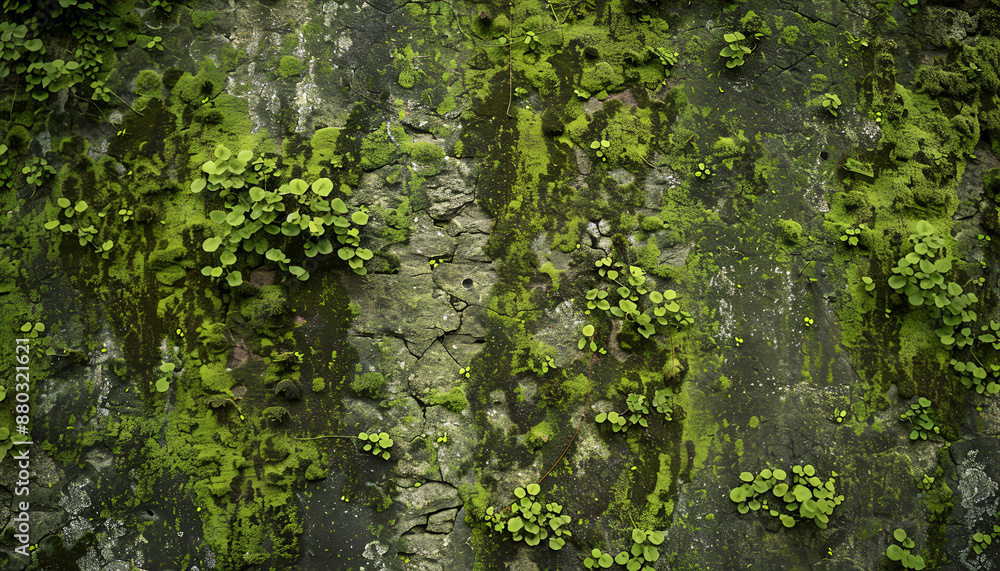 An aged moss covered wall with copy space image An aged moss covered wall with copy space image