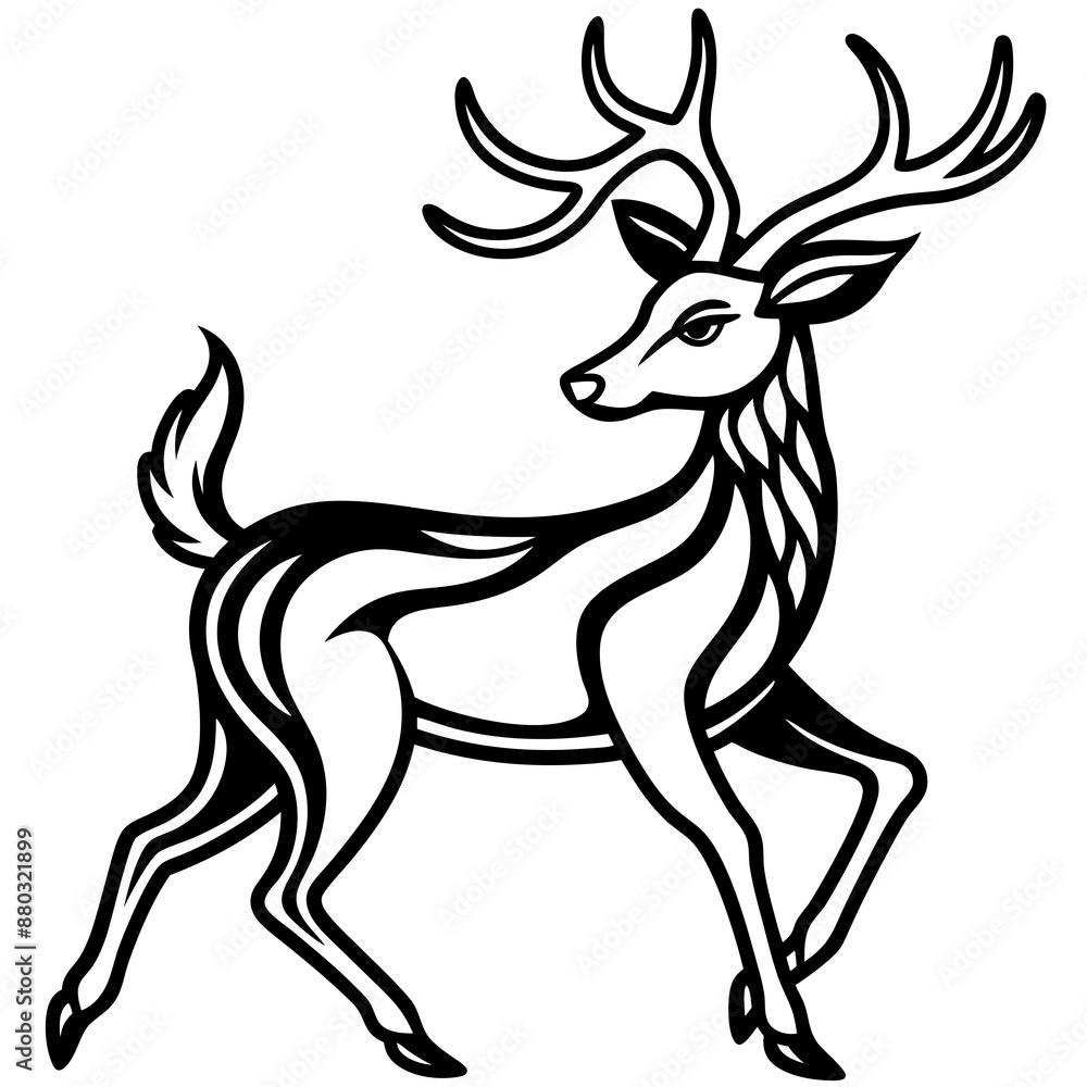 Fototapeta premium simple line art of a deer in motion Vector Design and illustration
