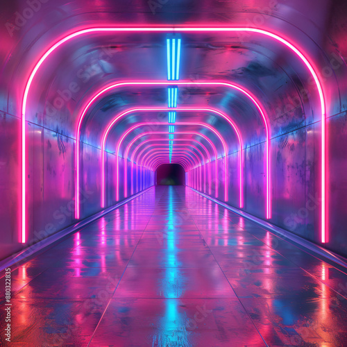 Abstract Neon Tunnel Wallpaper.