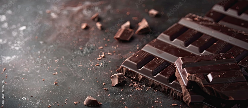 Close-up view of a delicious dark chocolate bar with ample copy space image. Close-up view of a delicious dark chocolate bar with ample copy space image.