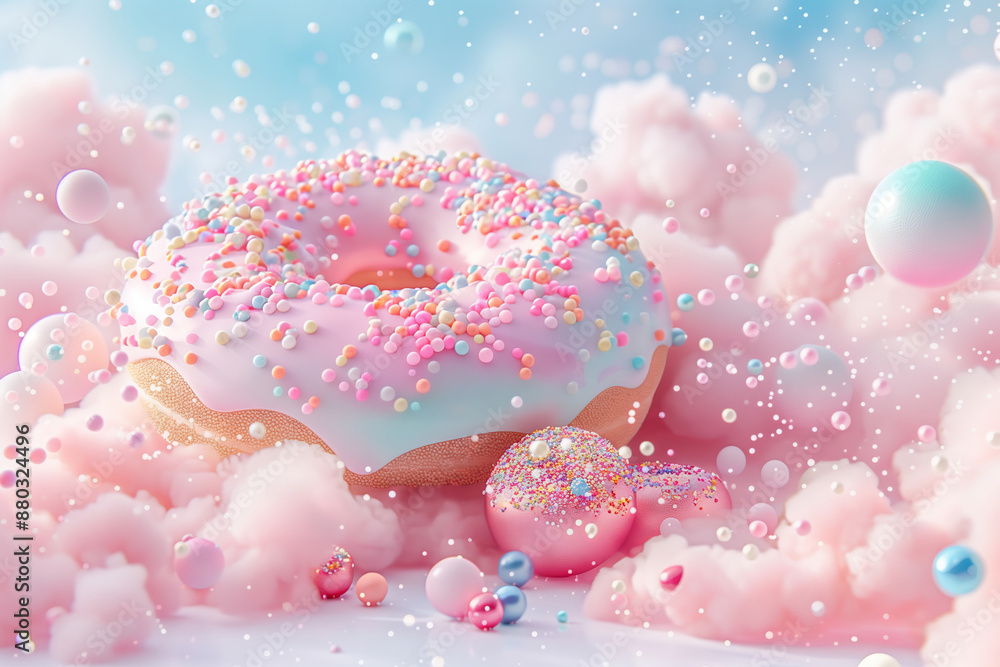 A Dreamy Donut Floating in a Galaxy of Cotton Candy A Dreamy Donut Floating in a Galaxy of Cotton Candy