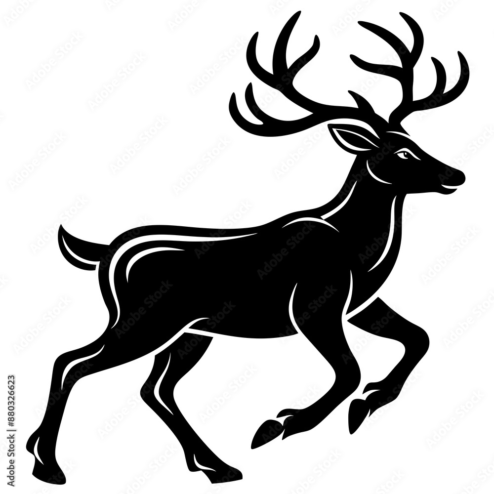 Fototapeta premium Elk runs icon vector art silhouette illustration