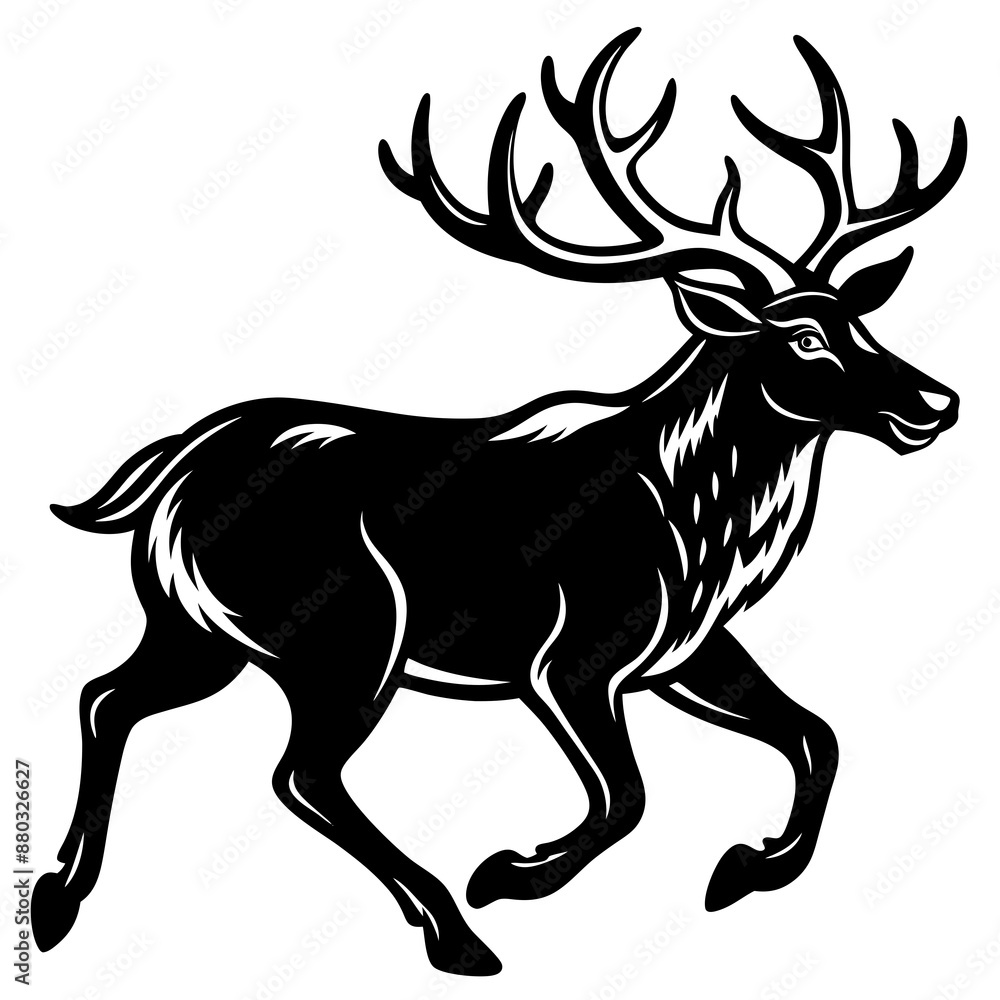 Elk runs icon vector art silhouette illustration Elk runs icon vector art silhouette illustration