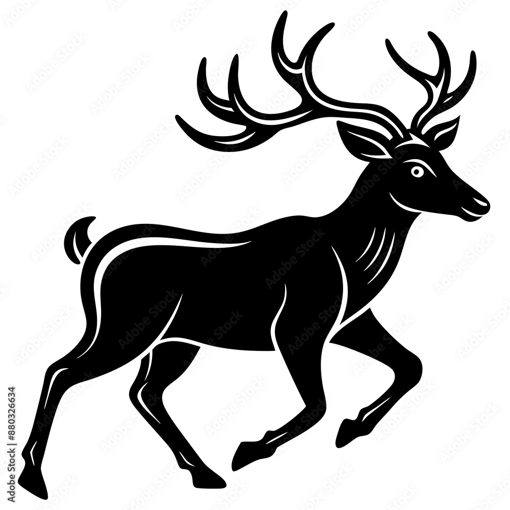 Obraz premium Elk runs icon vector art silhouette illustration