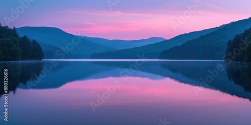 Wallpaper Mural A beautiful landscape image of a lake and mountains at sunset. AI. Torontodigital.ca