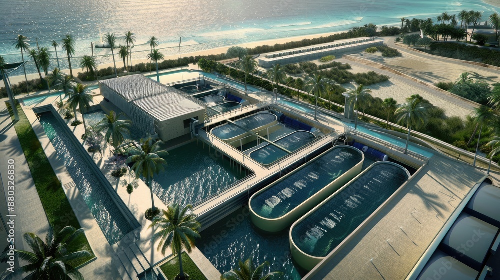 Fototapeta premium A renewable energy-powered desalination plant providing fresh water