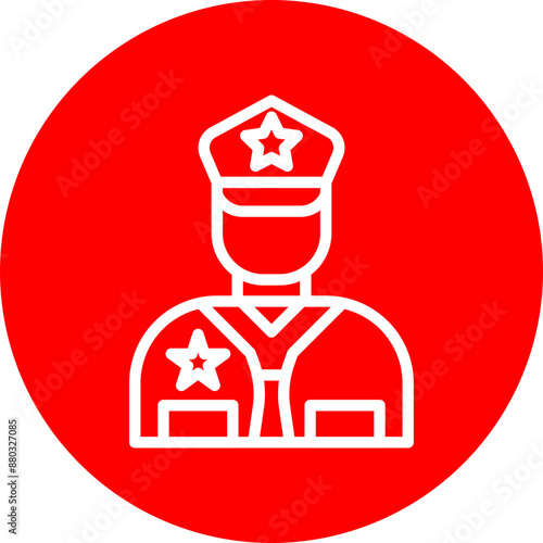 0Police officer Vector Line White Circle Red