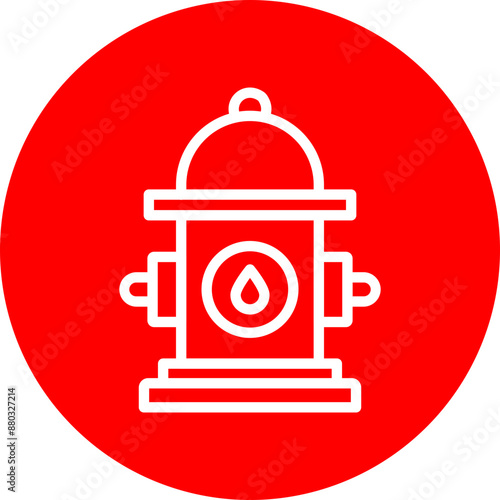 Hydrant Vector Line White Circle Red