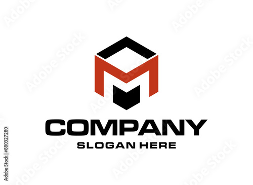 Letter M 3d logo design ,geometric shape