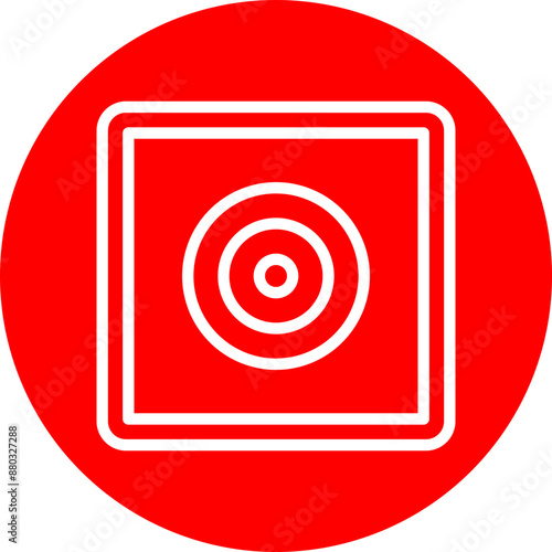 Alarm Button Vector Line White Circle Red