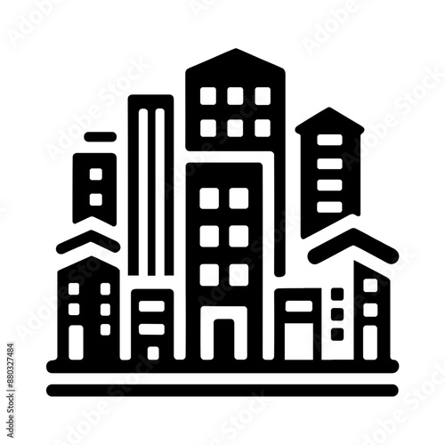 "Iconic Property Showcase: A Modern Vector Housing Complex of Sleek Real Estate Buildings"