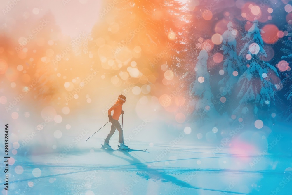 Norwegian Biathlete Skiing in Winter Wonderland - Vibrant Outdoor Sport Scene for Print Norwegian Biathlete Skiing in Winter Wonderland - Vibrant Outdoor Sport Scene for Print