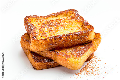 a stack of french toast on a white surface