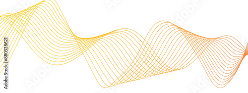 Abstract red and yellow color wavy line pattern art Wave with glittering lines.  Business curve lines in transparent background. Curved wavy lines tech futuristic motion background.