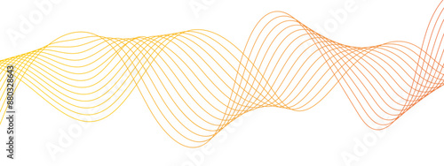 Abstract red and yellow color wavy line pattern art Wave with glittering lines.  Business curve lines in transparent background. Curved wavy lines tech futuristic motion background.
