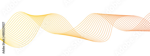 Abstract red and yellow color wavy line pattern art Wave with glittering lines.  Business curve lines in transparent background. Curved wavy lines tech futuristic motion background.