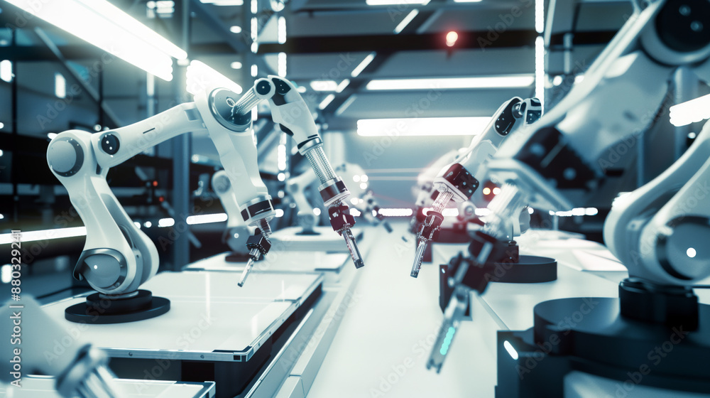 Artificial intelligence in an autonomous factory with robotic manipulators that assemble mobile phones Artificial intelligence in an autonomous factory with robotic manipulators that assemble mobile phones