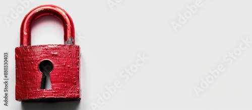 Red padlock isolated on a w...