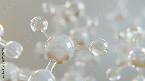 Fototapeta Naklejka Na Ścianę i Meble -  3D Illustration of Panthenol (Pro-Vitamin B5) Molecules Integrated in Hydration Cream Formula