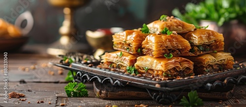 Baklava arranged elegantly ...