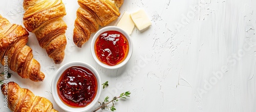 Flatlay of fresh croissants...