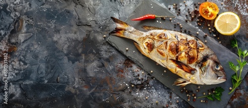 Grilled dorado fish on a gr...