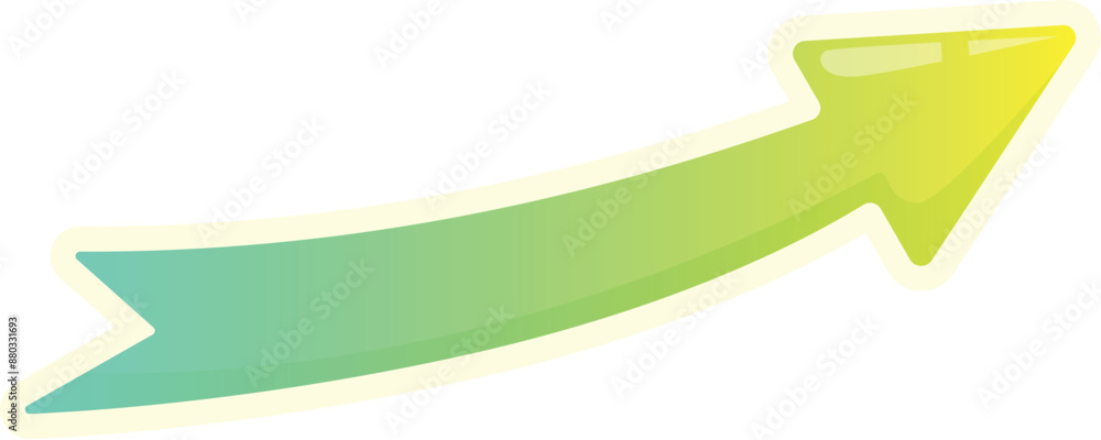 Fototapeta premium Green gradient arrow pointing up to the right