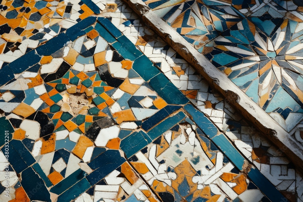 Vintage tile floor with colorful patterns, A tile mosaic pattern from a ...