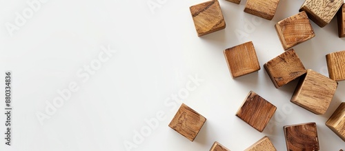 Natural wooden cubes on a w...