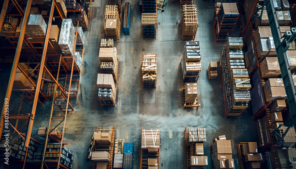 Obraz premium aerial view of large warehouse